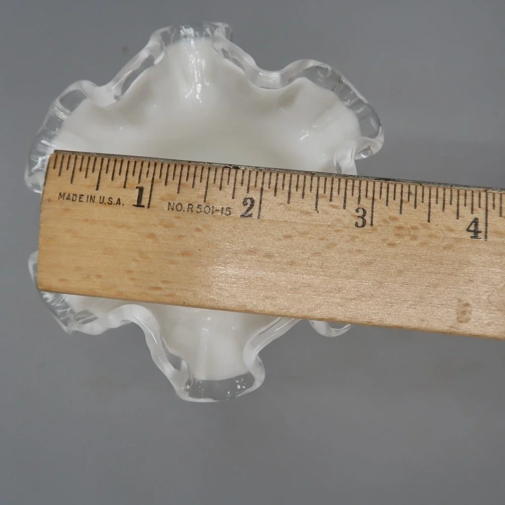 Vintage Fenton White Crest Spanish Lace Milk Glass Trumpet Ruffled Vase 6